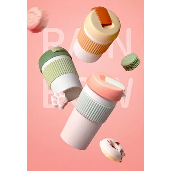 Термокружка Kiss Kiss KKF Rainbow Vacuum Coffee Tumbler Mini, зелёный/белый